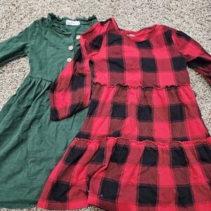 Plaid Red and Green Girls 5T Dresses